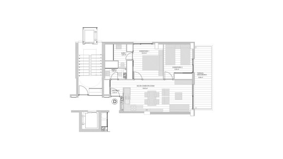Apartment floor plan, 2 bedrooms in DUNARA RESORT No. 4 (2D)